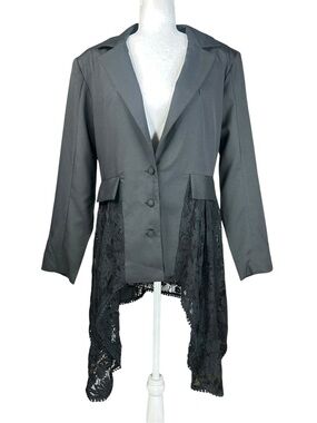 Pyramid Collection Goth Lace Jacket M WhimsiGoth Steampunk Blazer Dark Romantic